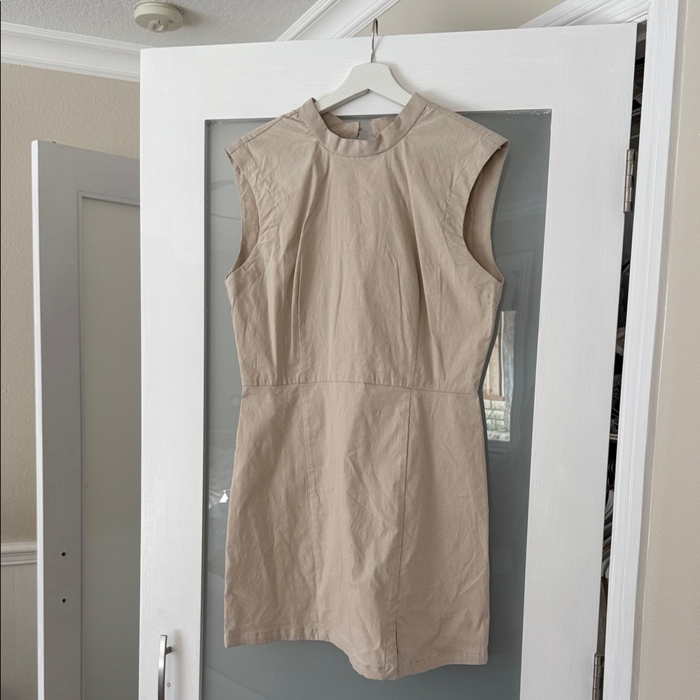 Anthropologie Beige Sleeveless Mini Dress
